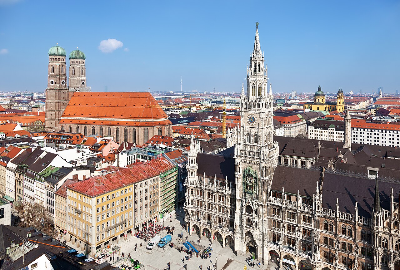 Munich old town rooftops and the Frauenkirche towers