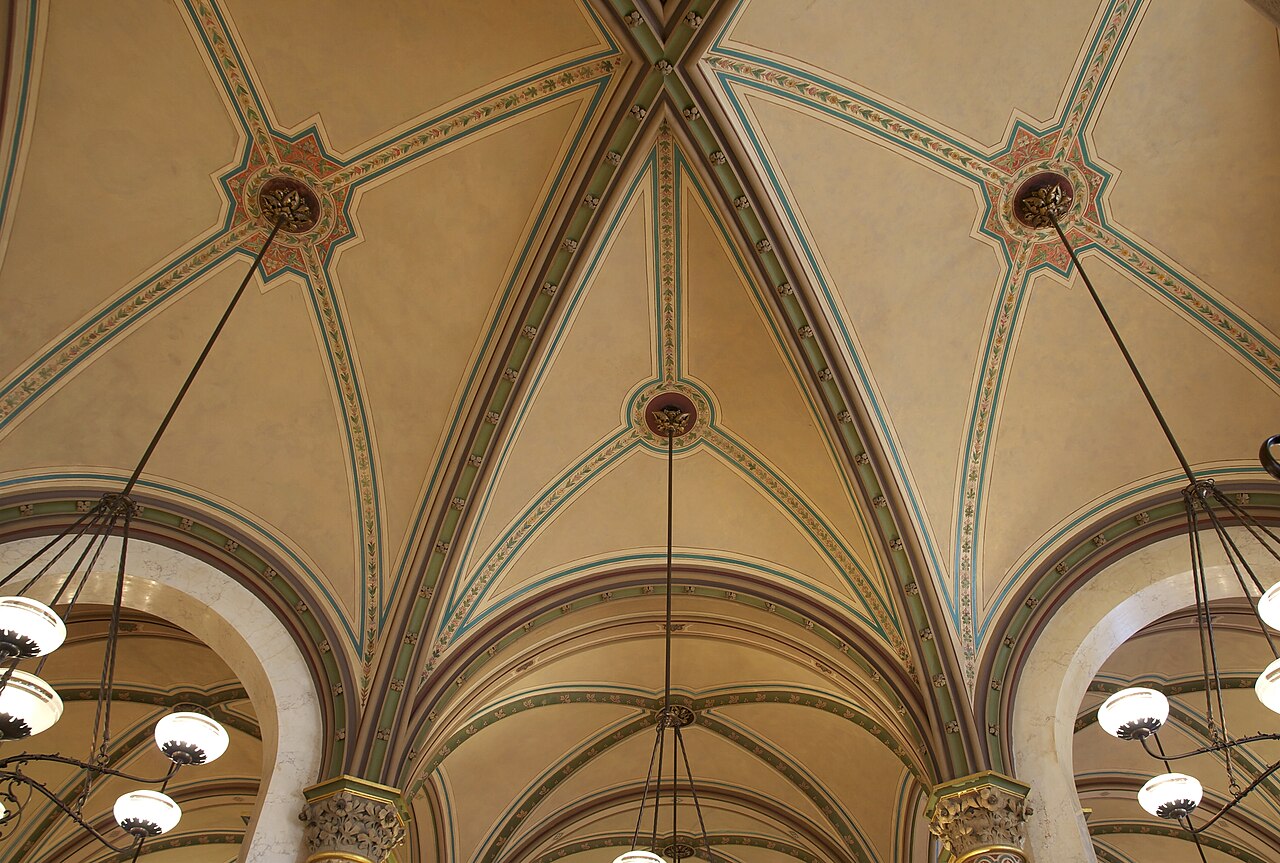The vaulted ceiling of Café Central